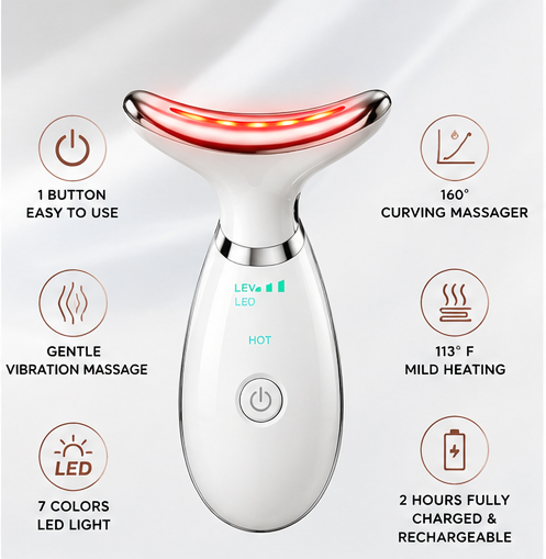 LaserWave white T-shaped LED facial wand features