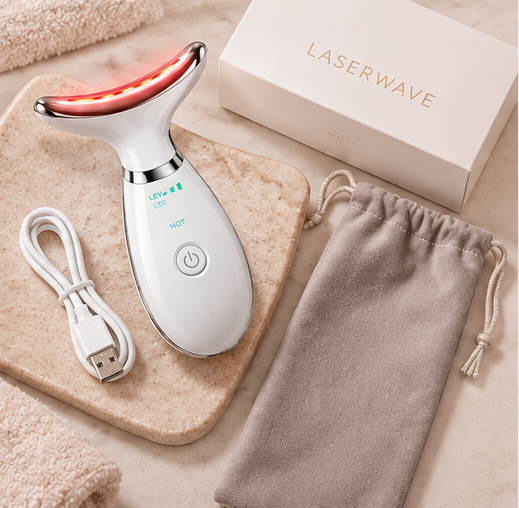 LaserWave white T-shaped LED facial wand accessories